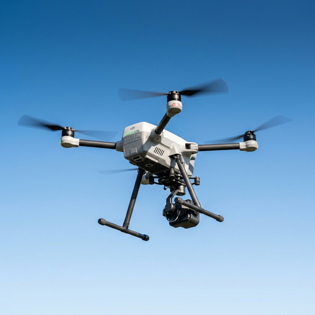Drone flying in sky